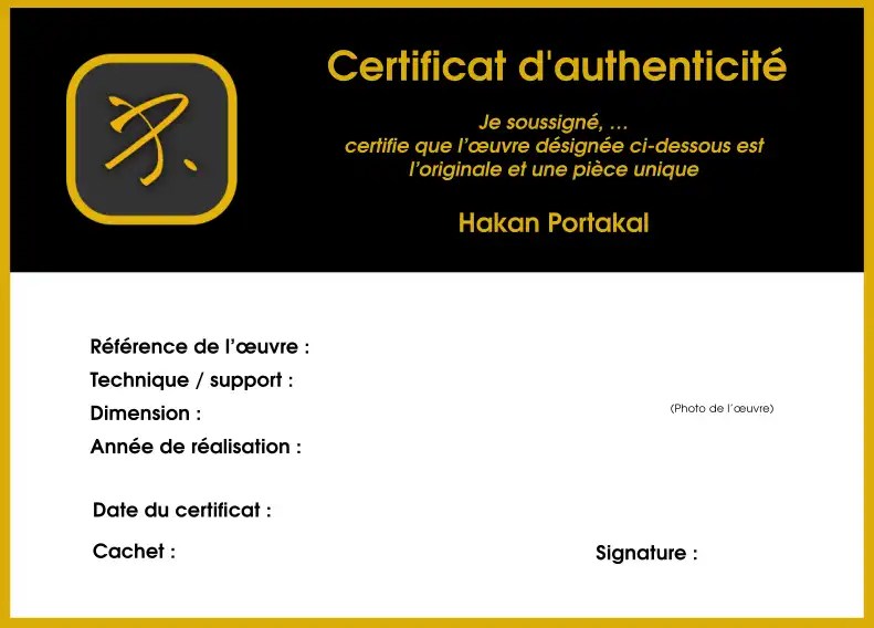 Certificat d'authenticité